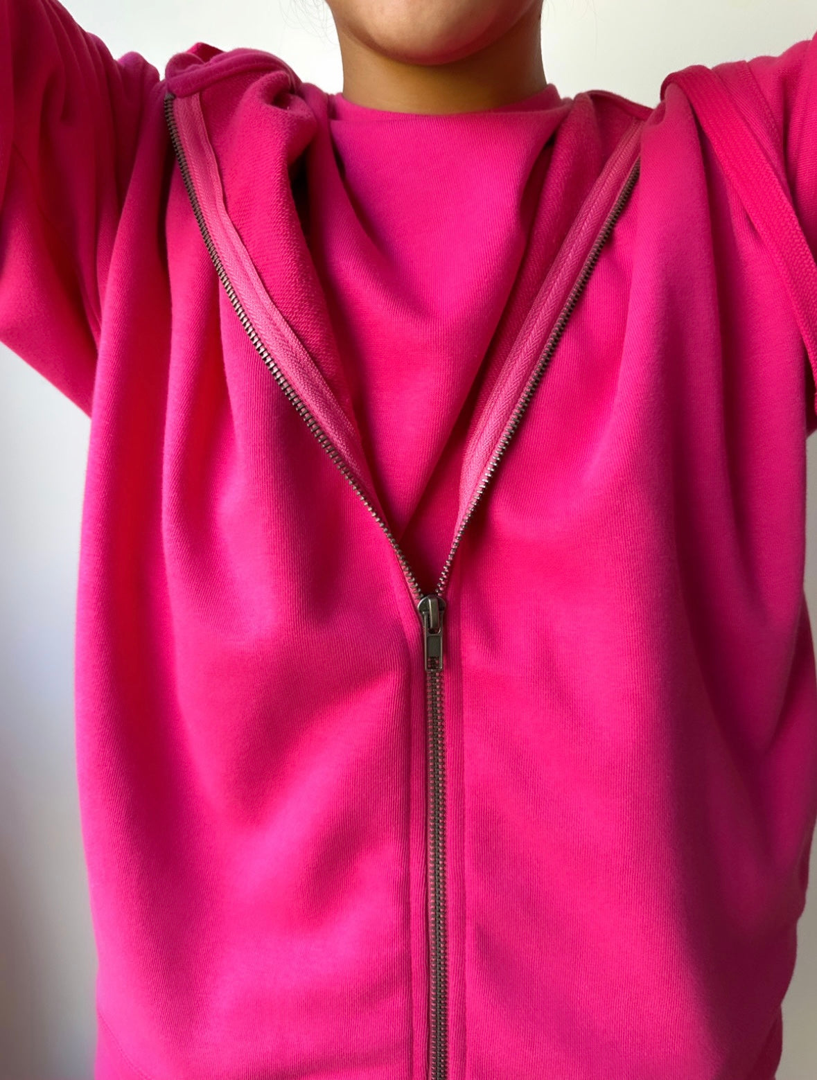 The Zipped Hoodie in Vivid Pink